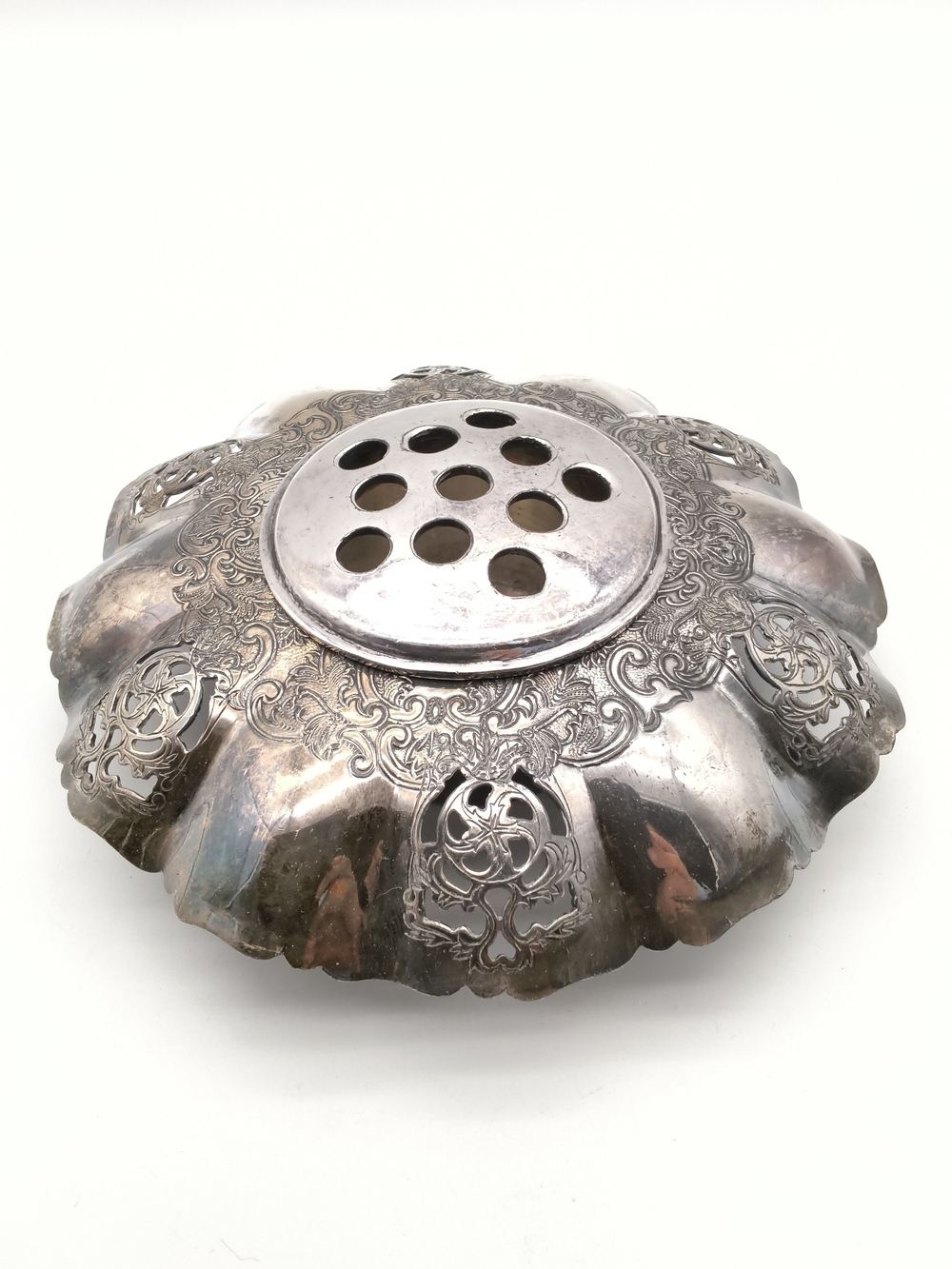 Vintage Silverplate Rose Bowl Centerpiece with Removable Flower Frog Lid